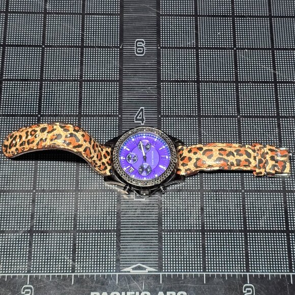 Michael Kors MK-5390 Womens Chronograph Watch Purple Dial Crystal Bezel